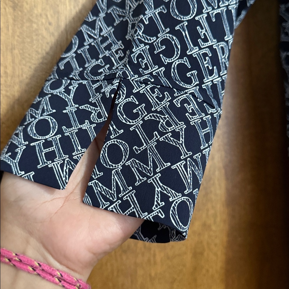 Women's Navy Patterned Pullover Blouse - image 4